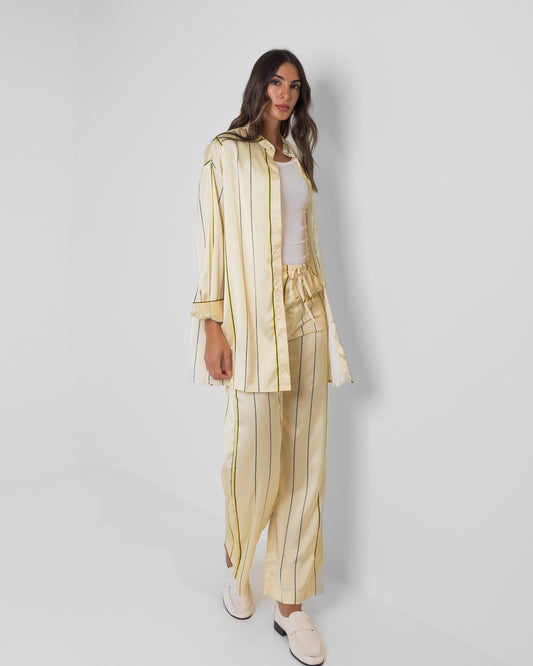 Yellow Silk Striped Set