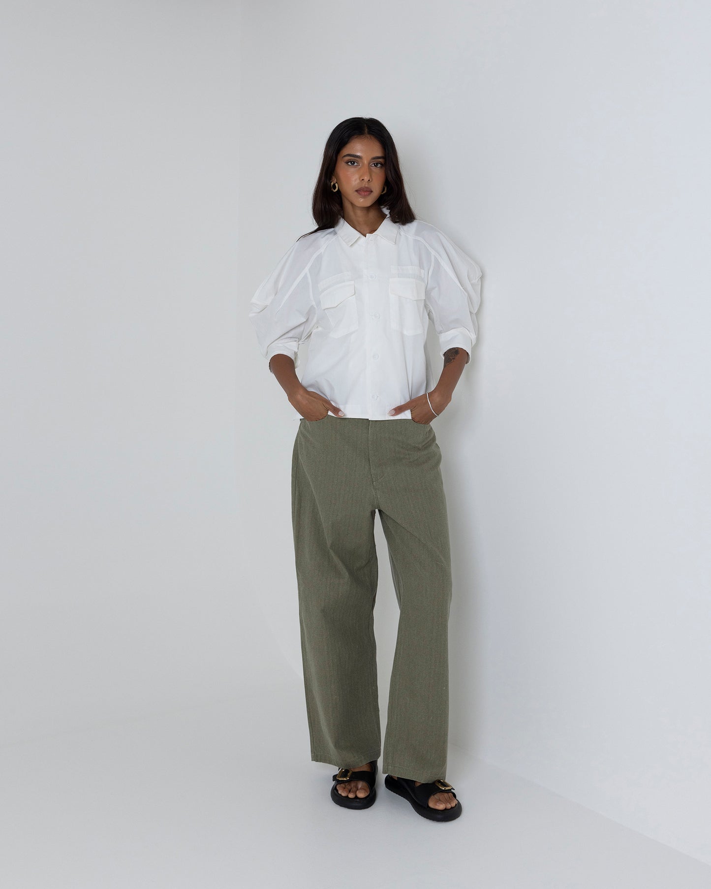 Short White Utility Shirt