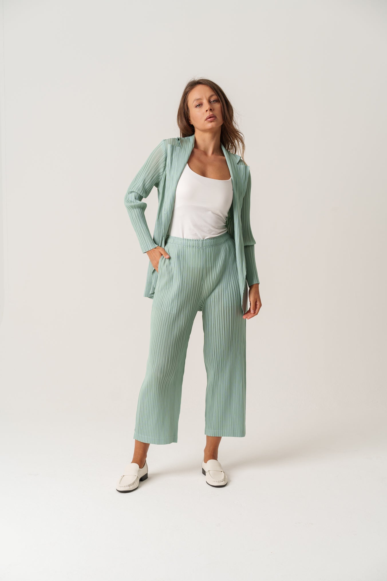 Mint Light Pleated Set