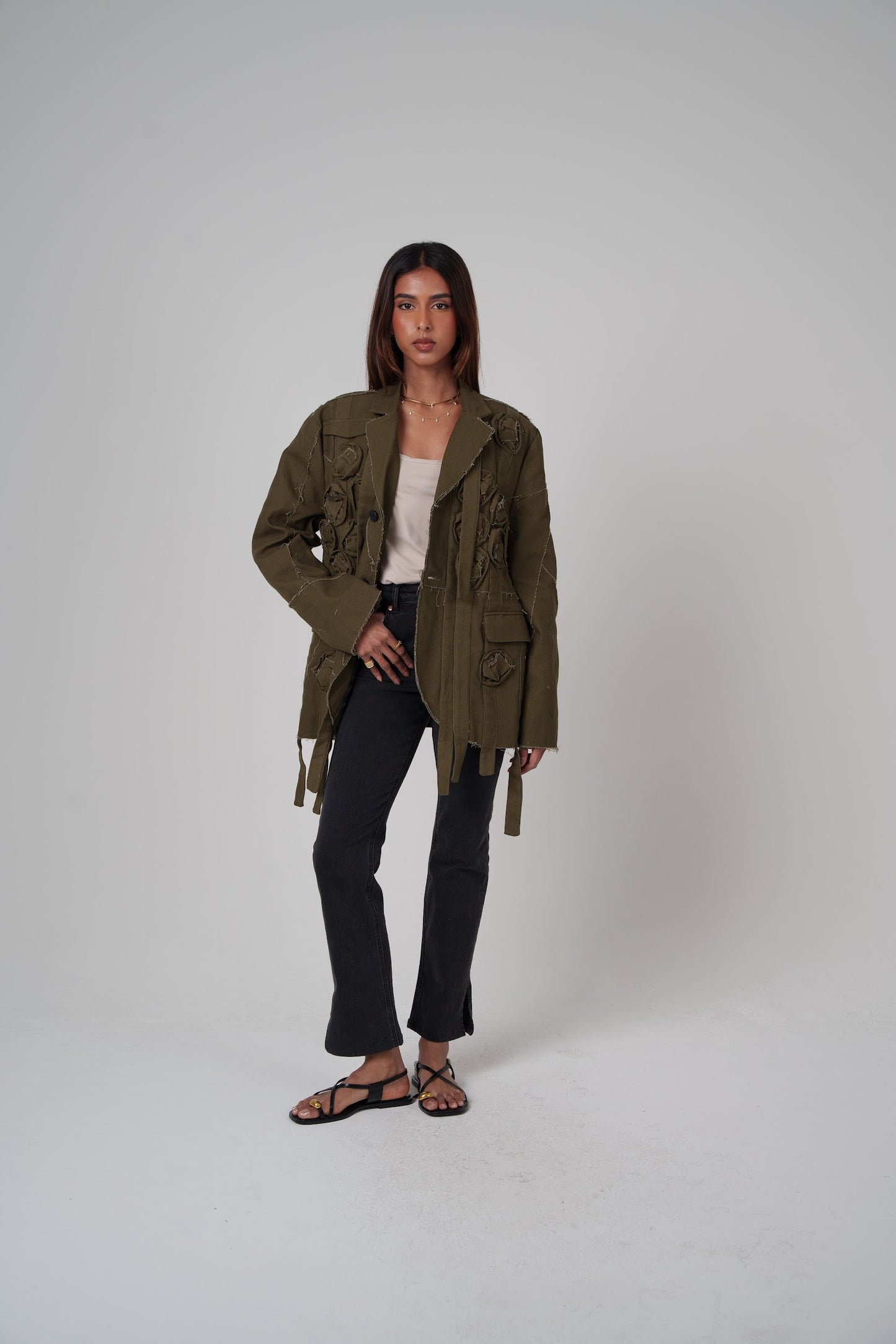 Deconstructed Green Patchwork Blazer