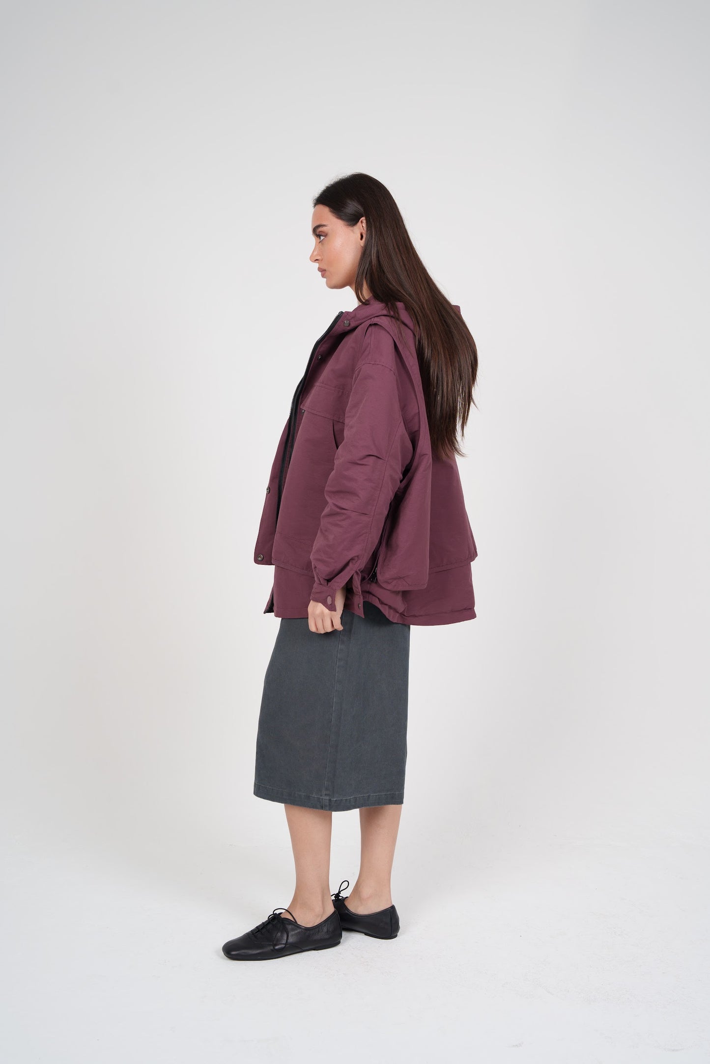 Maroon Hooded Jacket
