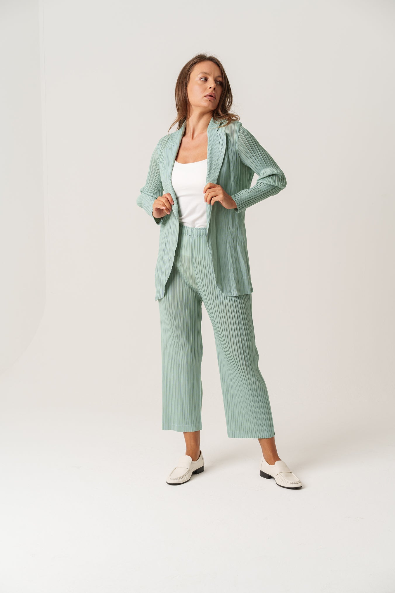 Mint Light Pleated Set