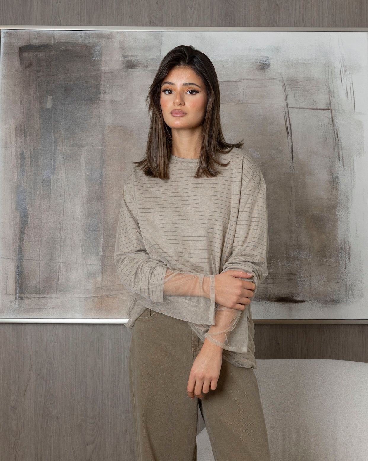 Cotton Shirt with Sheer