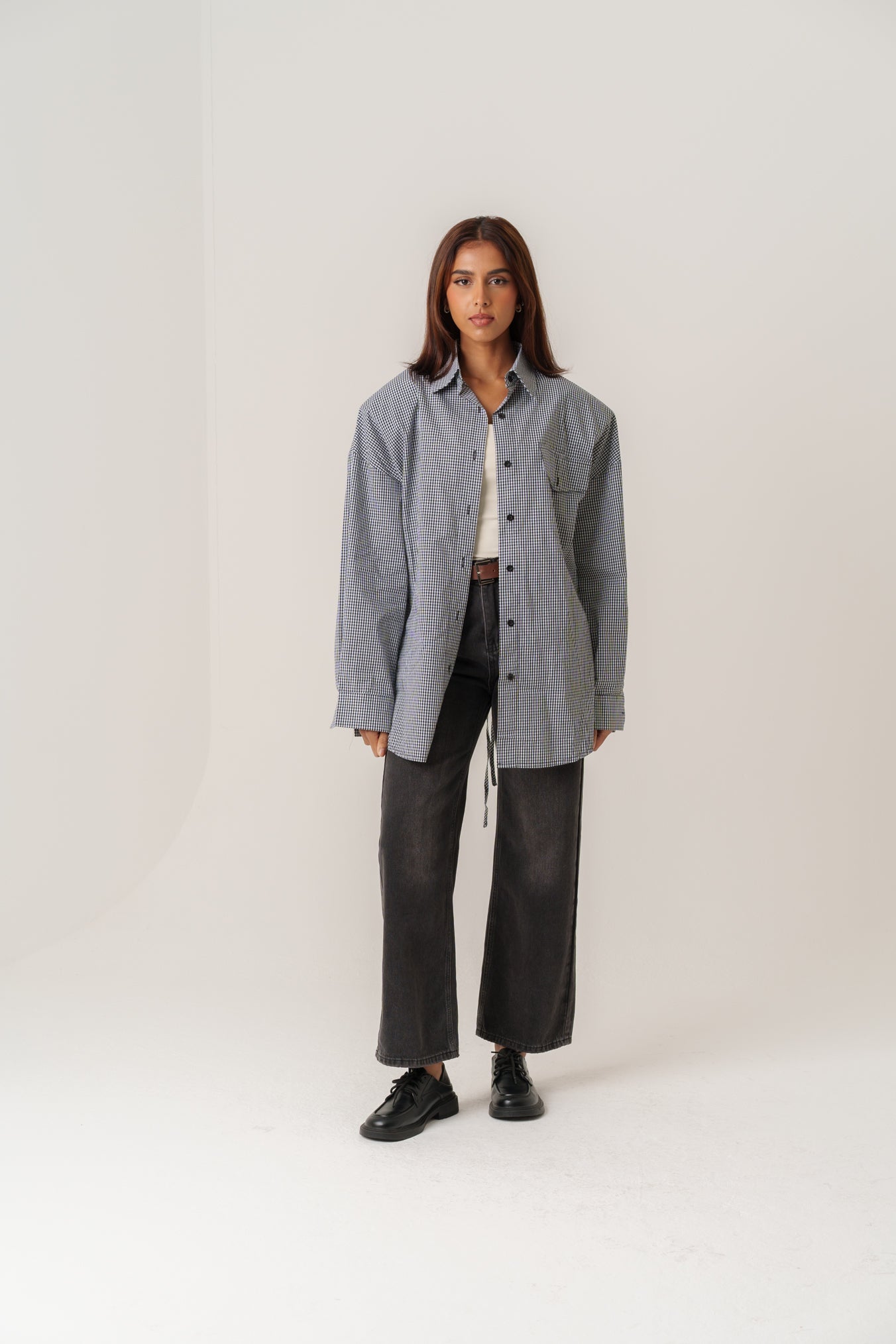 Plaid Padded Shirt with Open Back