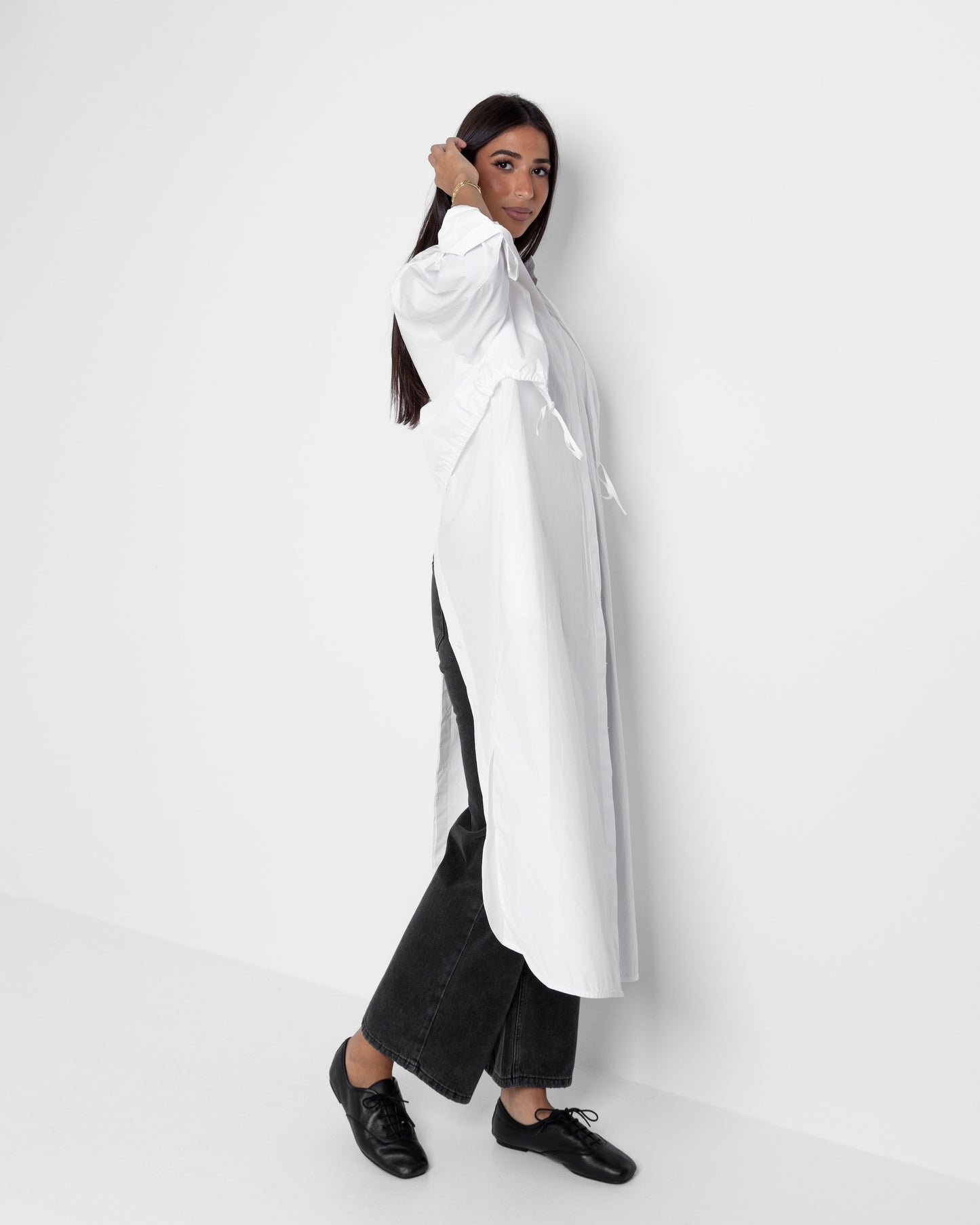 Double Layered Long White Shirt