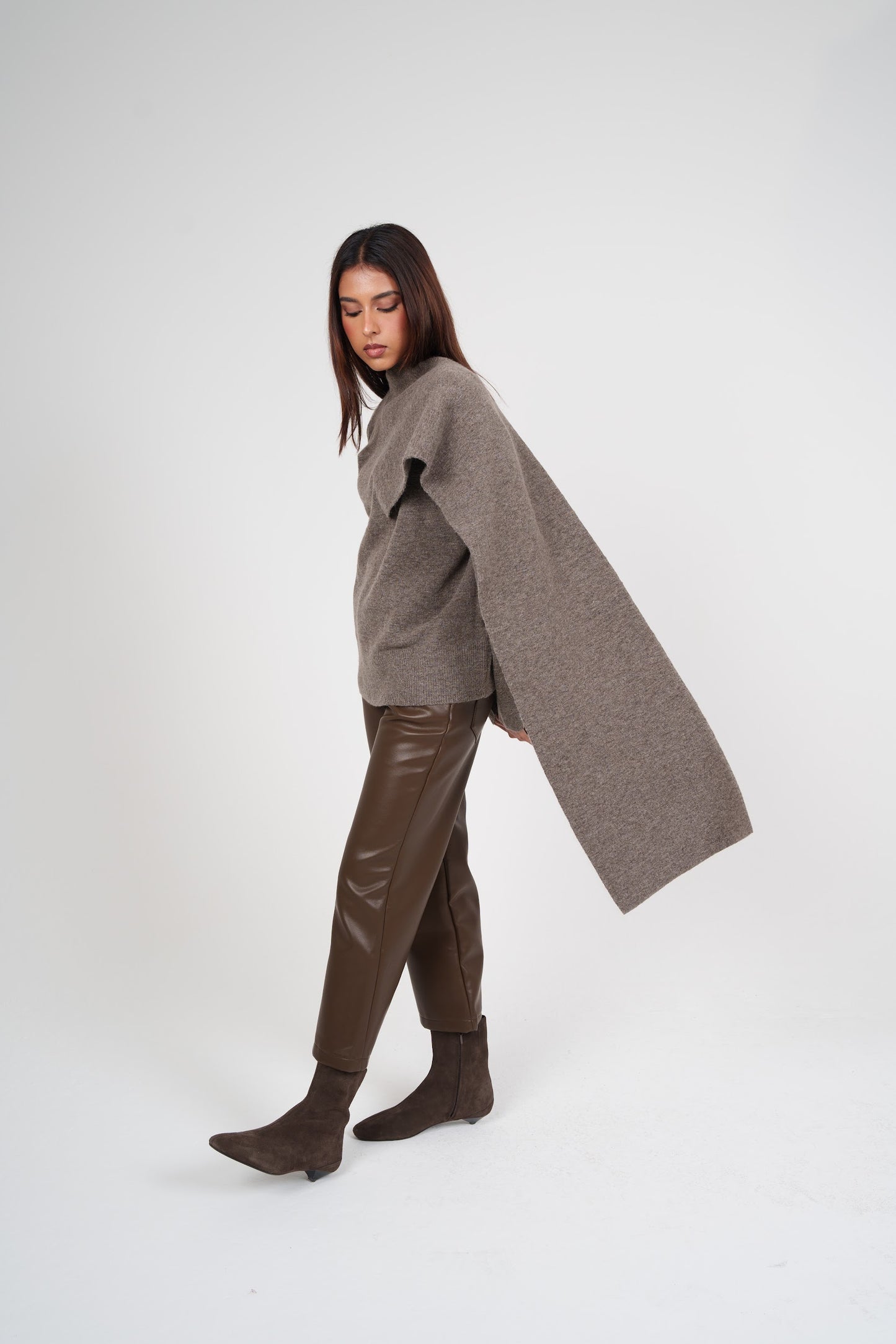 Knit Top with Attached Scarf