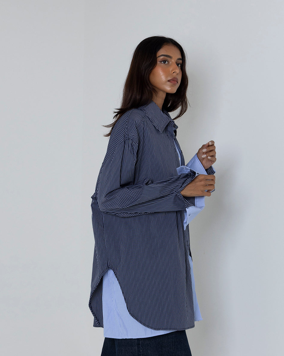 Striped Oversized Double Shirt