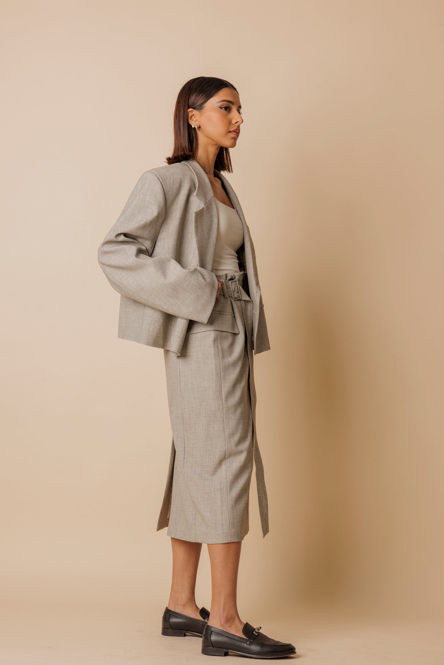 Light Grey Tailored Skirt