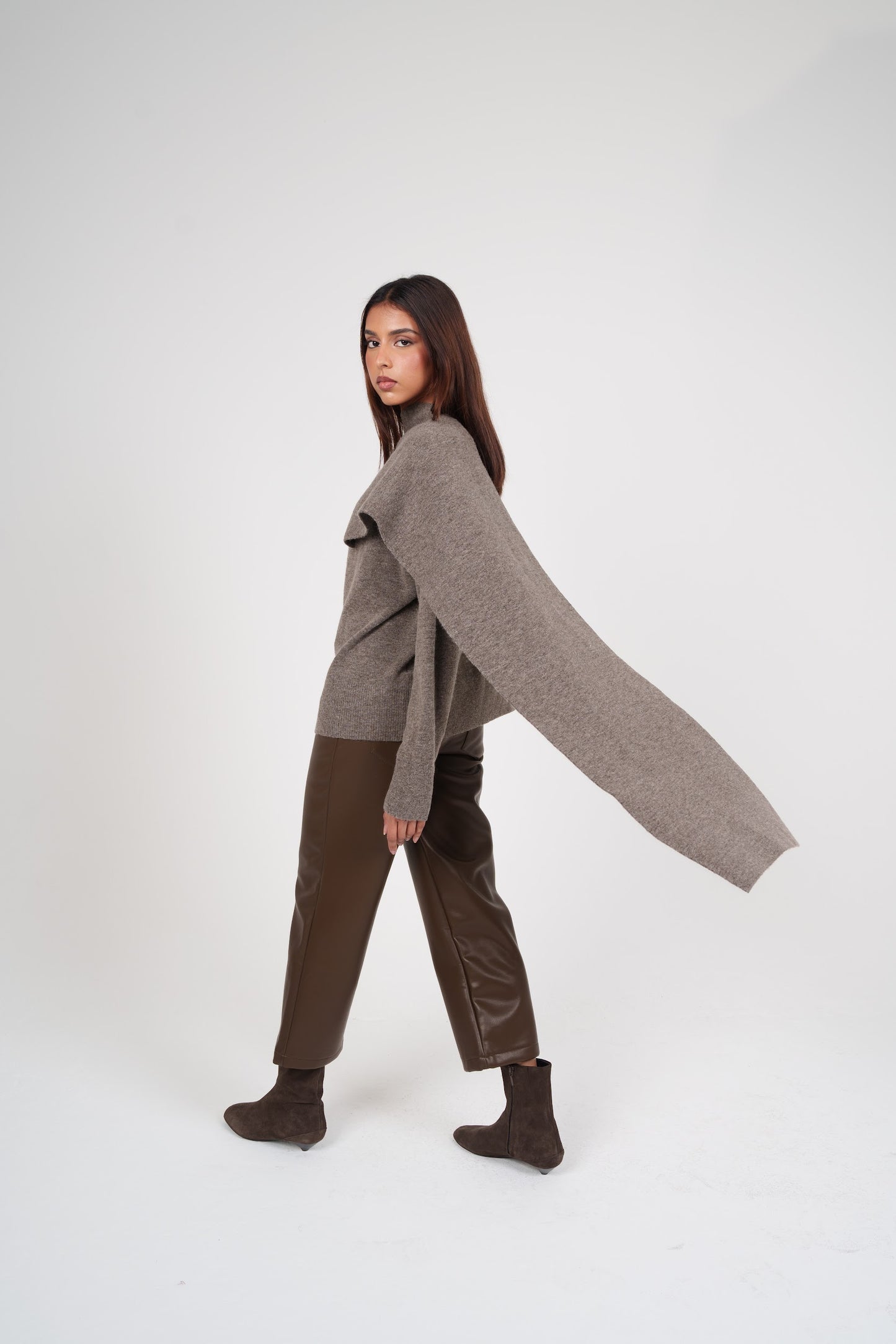 Knit Top with Attached Scarf