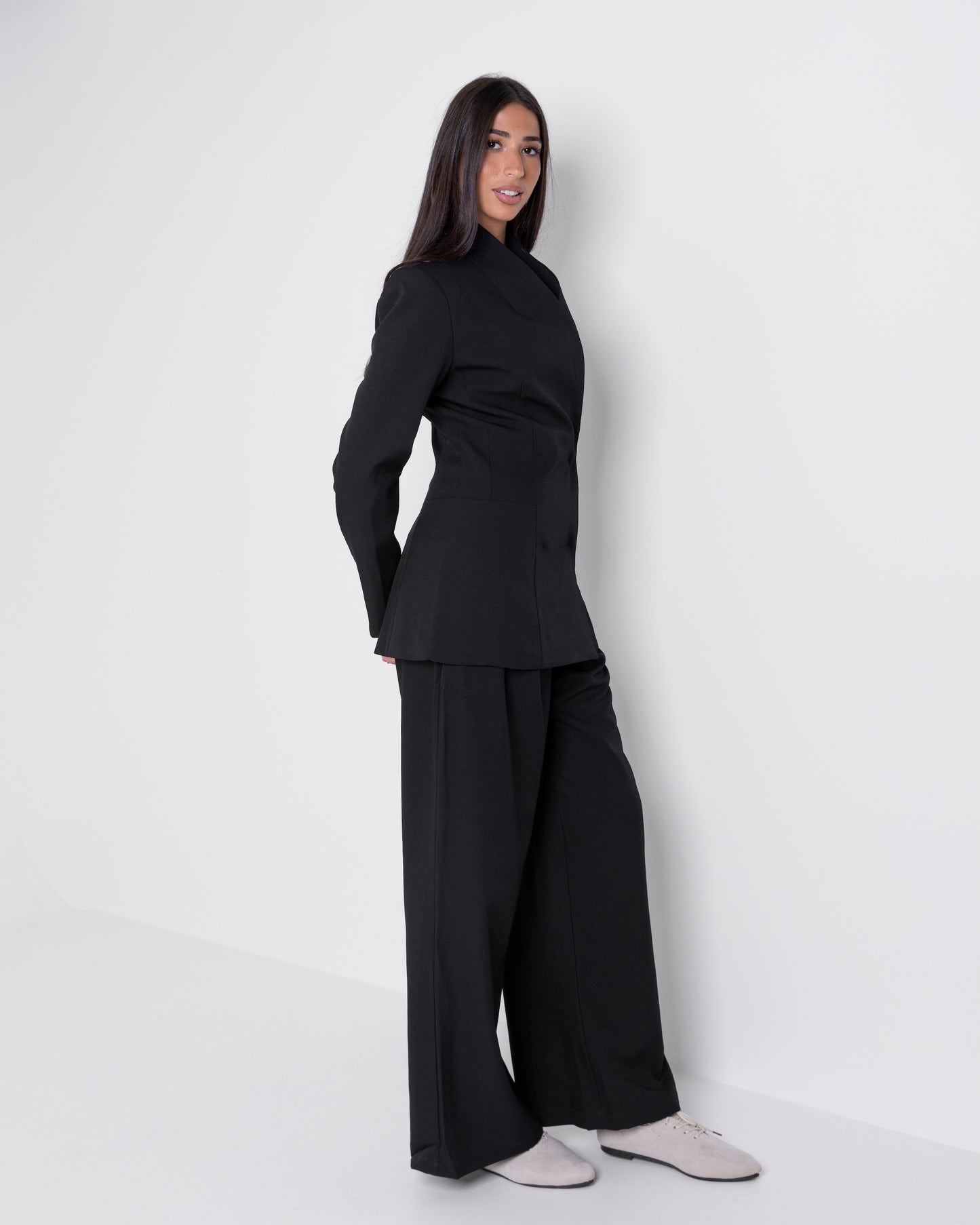 Black Suit Set with Waisted Jacket