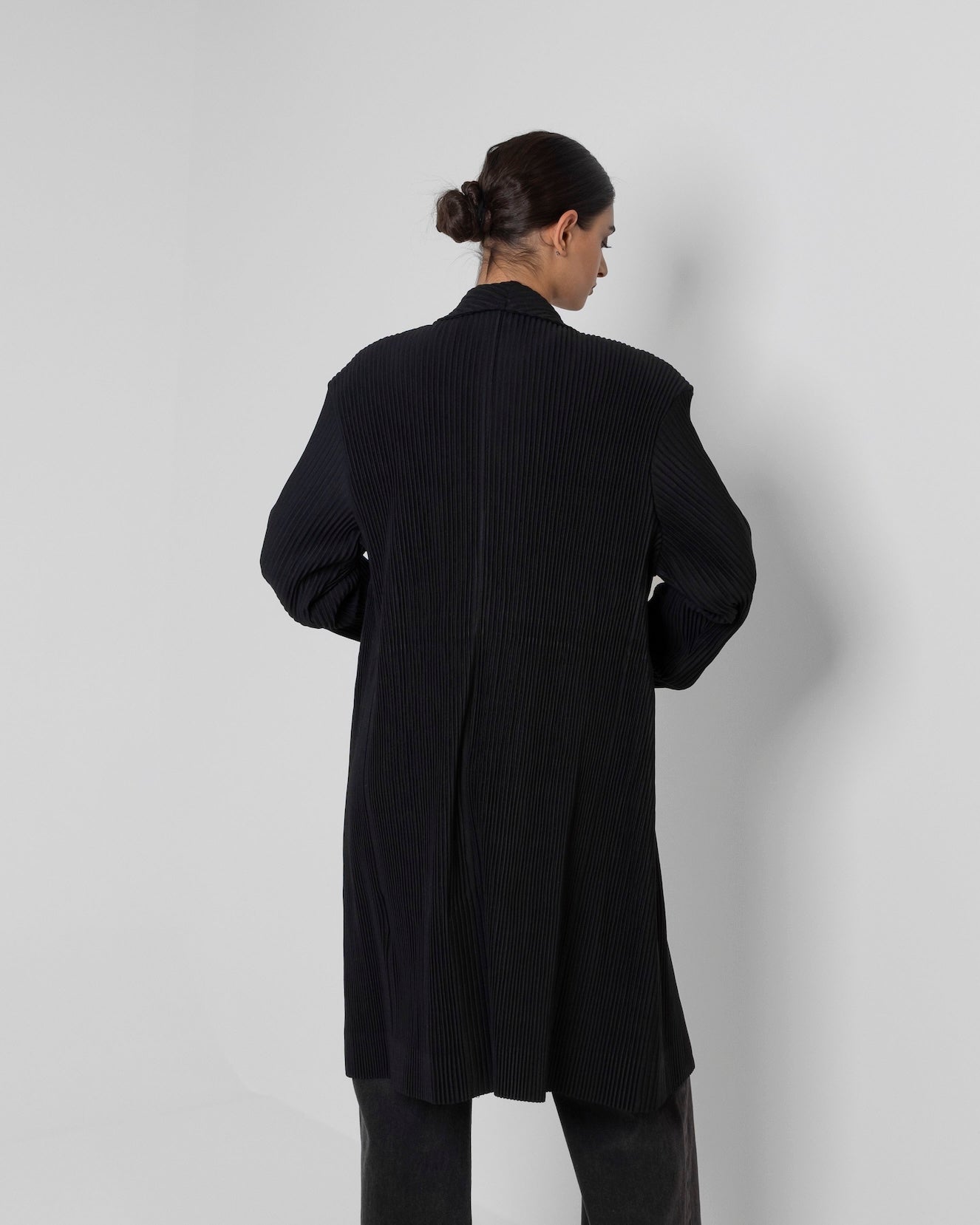 Black Pleated Long Jacket