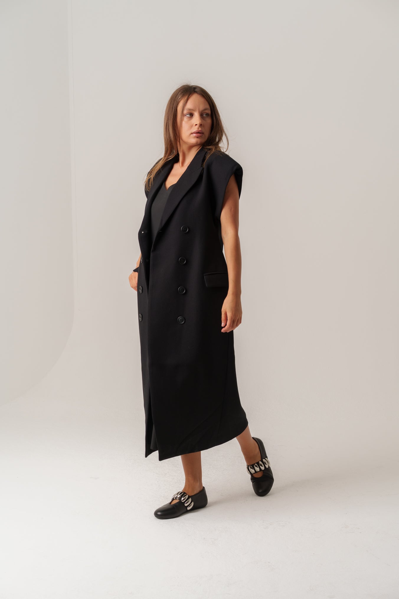 Maxi Oversized Vest (Camel & Cream)
