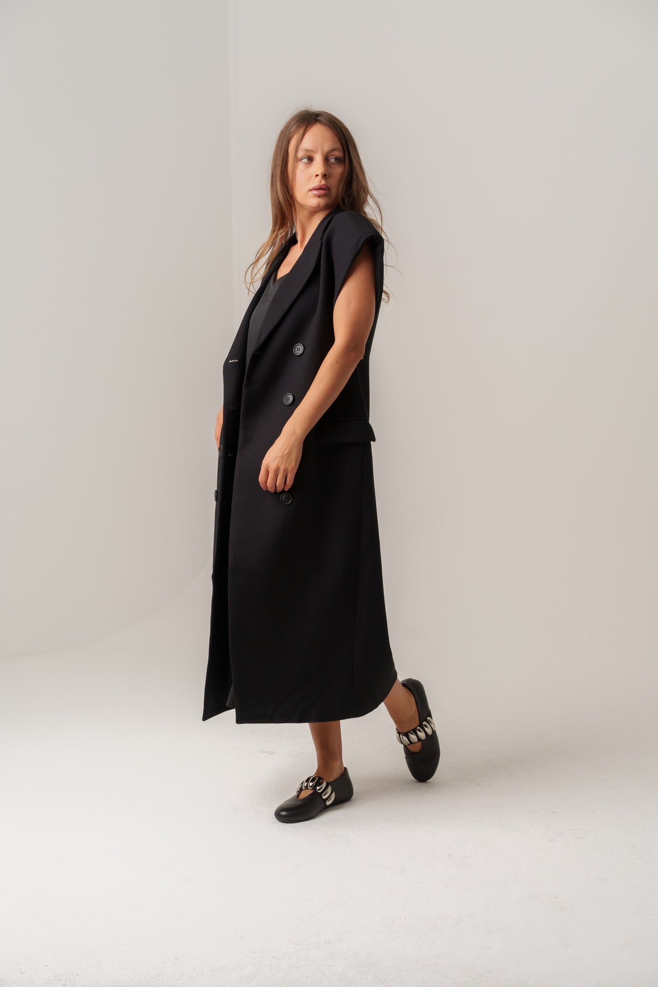 Maxi Oversized Vest (Camel & Cream)