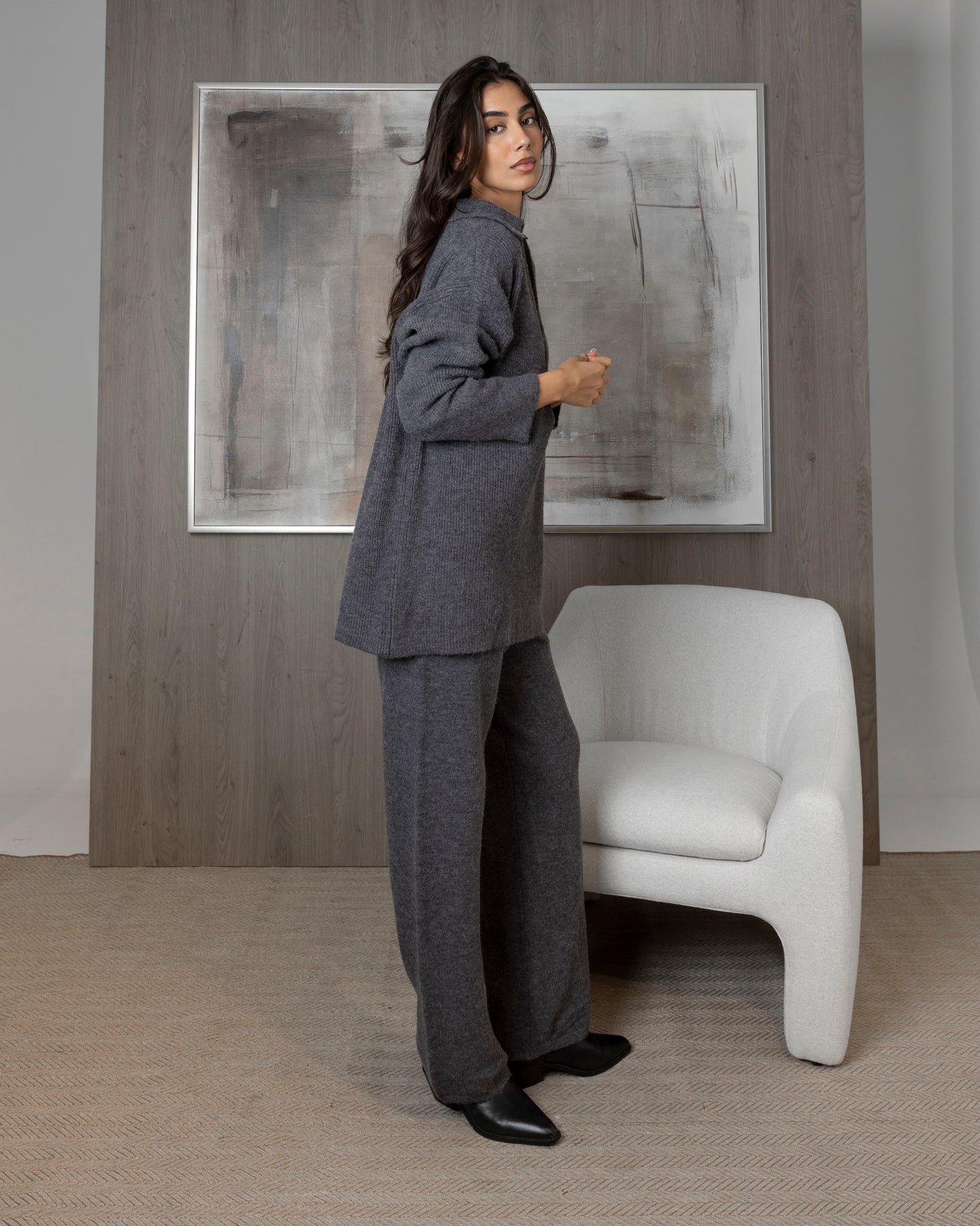 3 Piece Knit Set (Pants, Oversized Top, & White Tank)