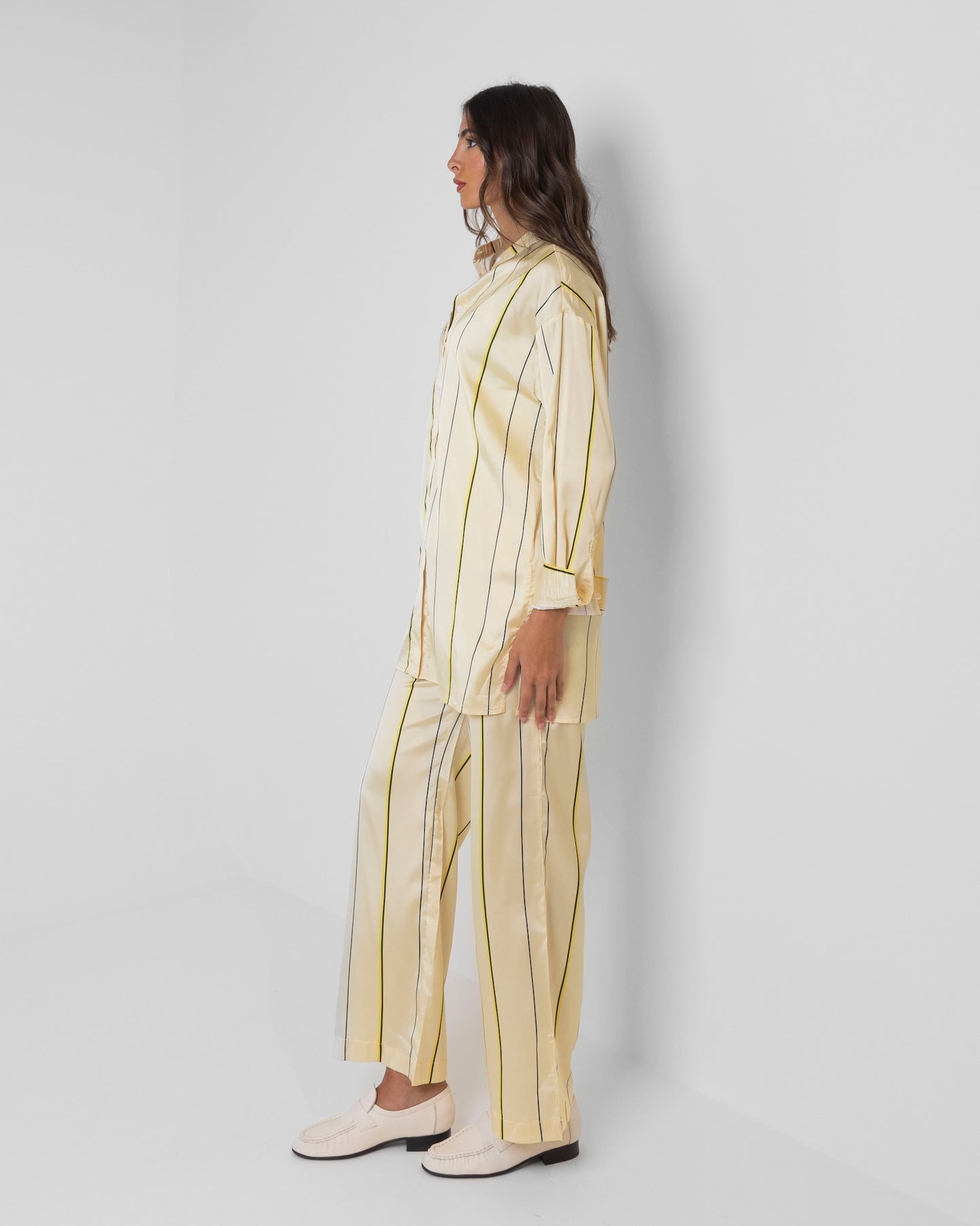 Yellow Silk Striped Set