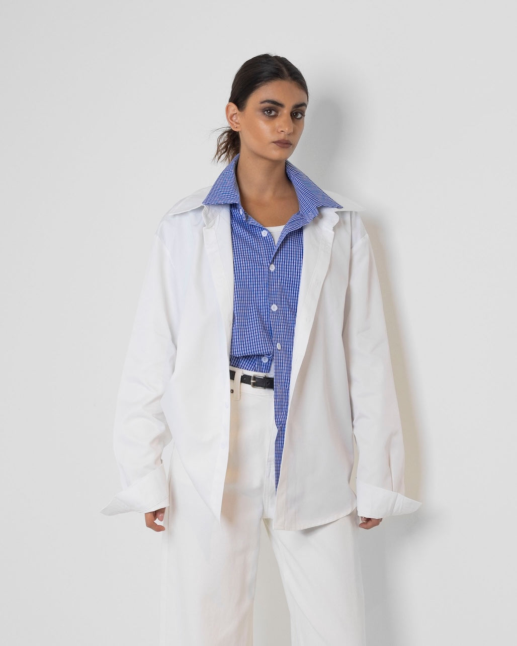 Double Shirt White & Blue Striped
