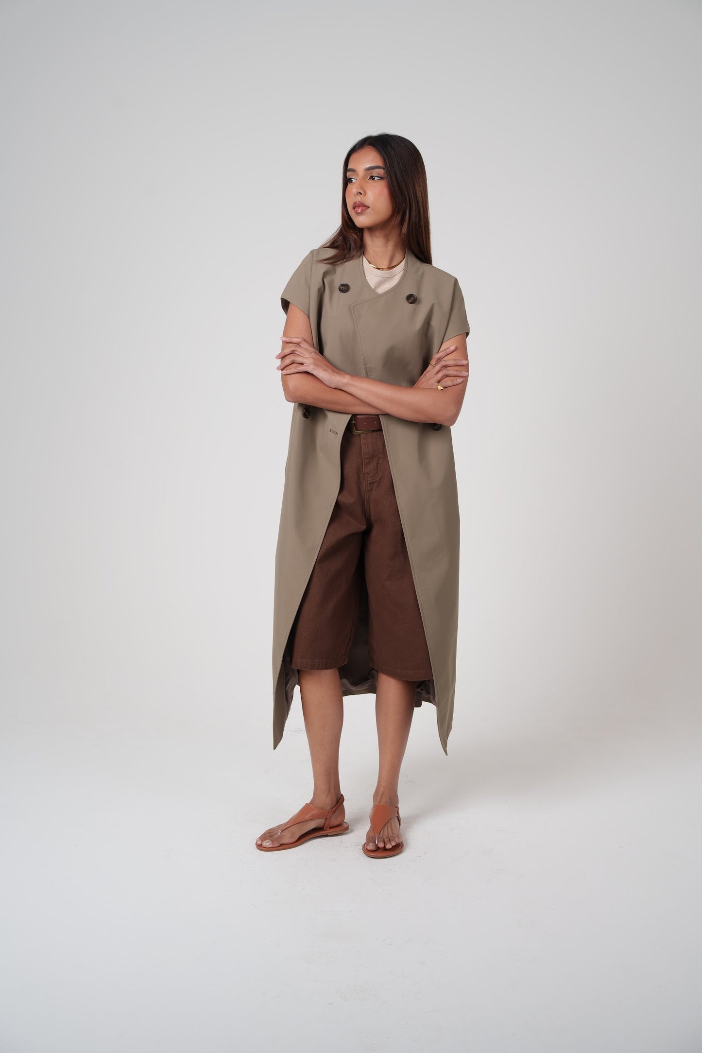 Short Sleeve Khaki Trench