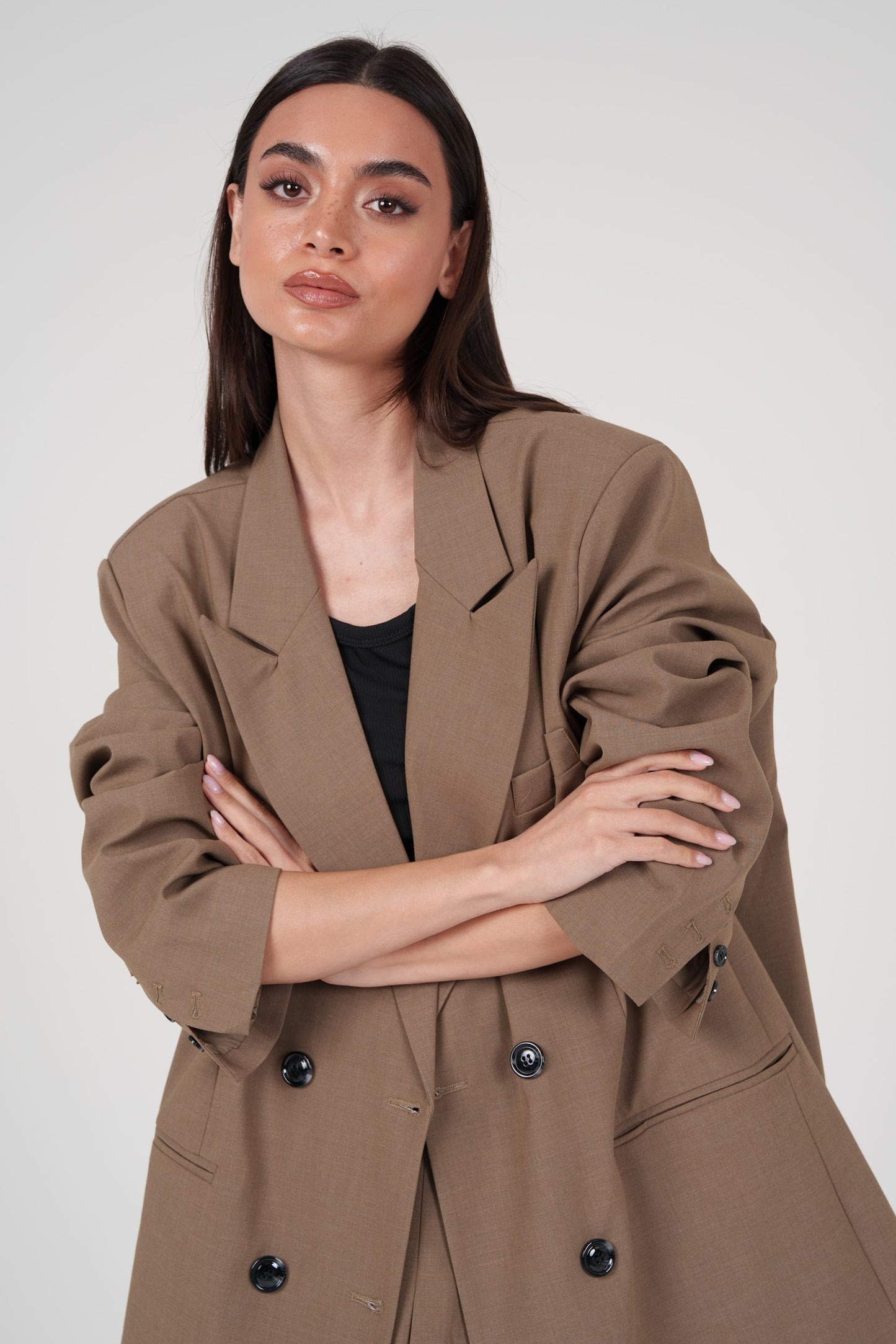 Camel Skirt & Oversized Long Blazer Set