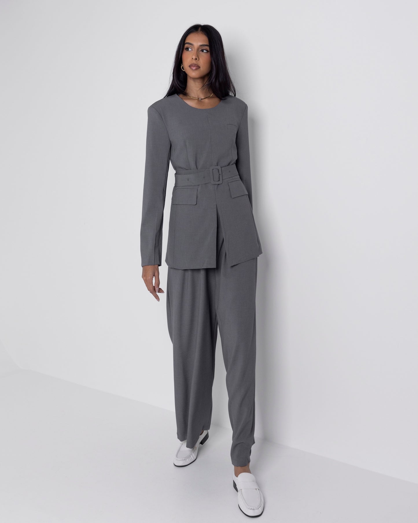 Suit-like Grey Top with Pants (Set)