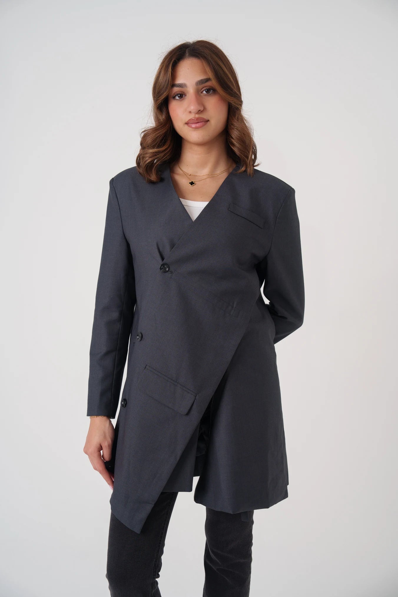 Overlay Non-Collared Blazer