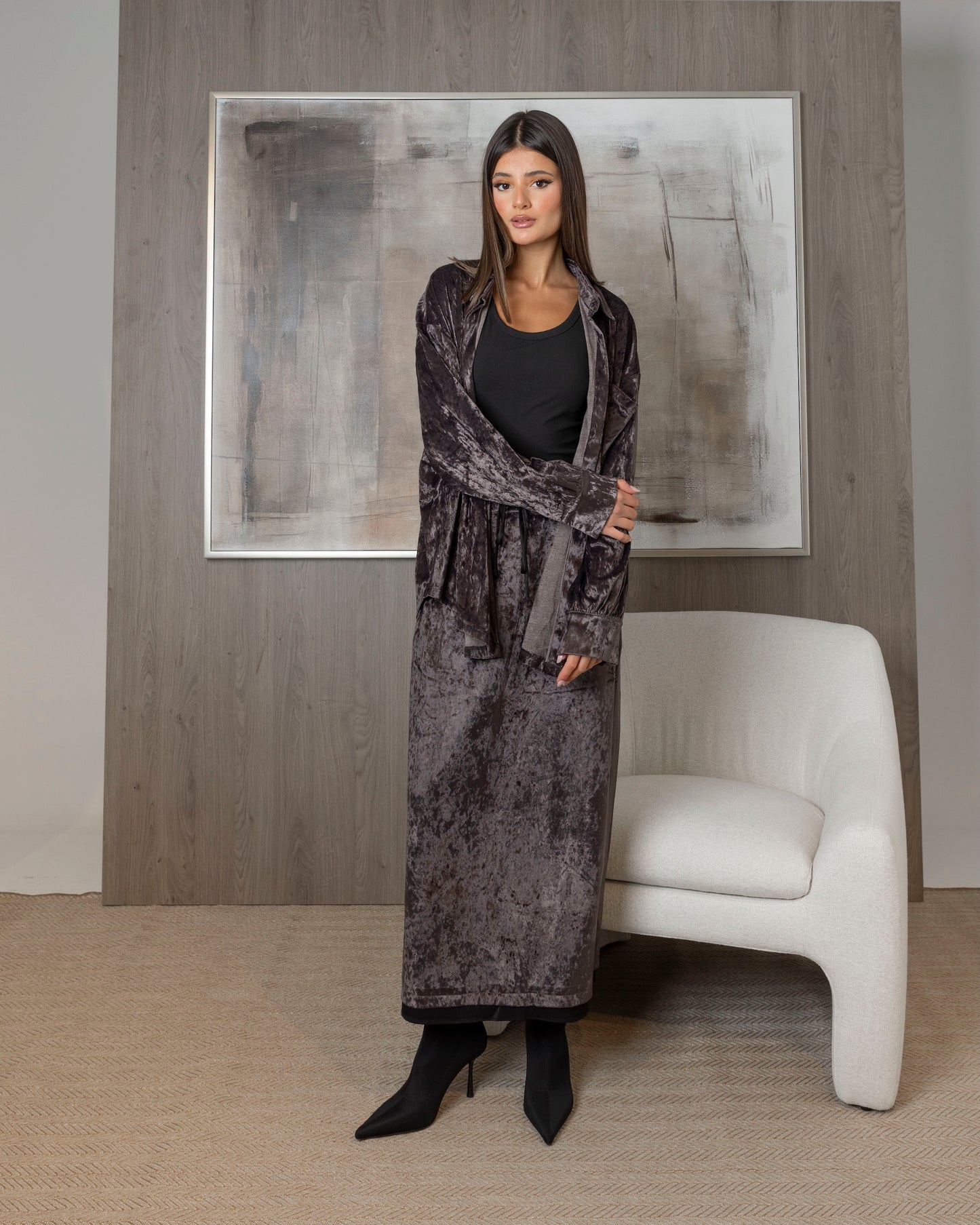 Dark Grey Velvet Set