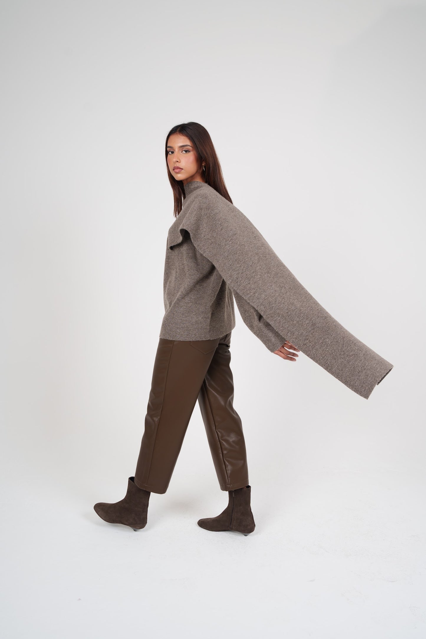 Knit Top with Attached Scarf
