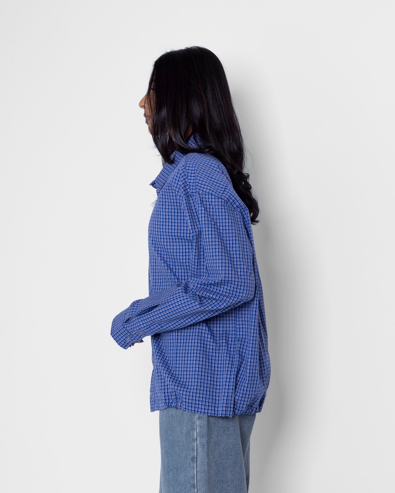 Blue Checked Gartered Shirt
