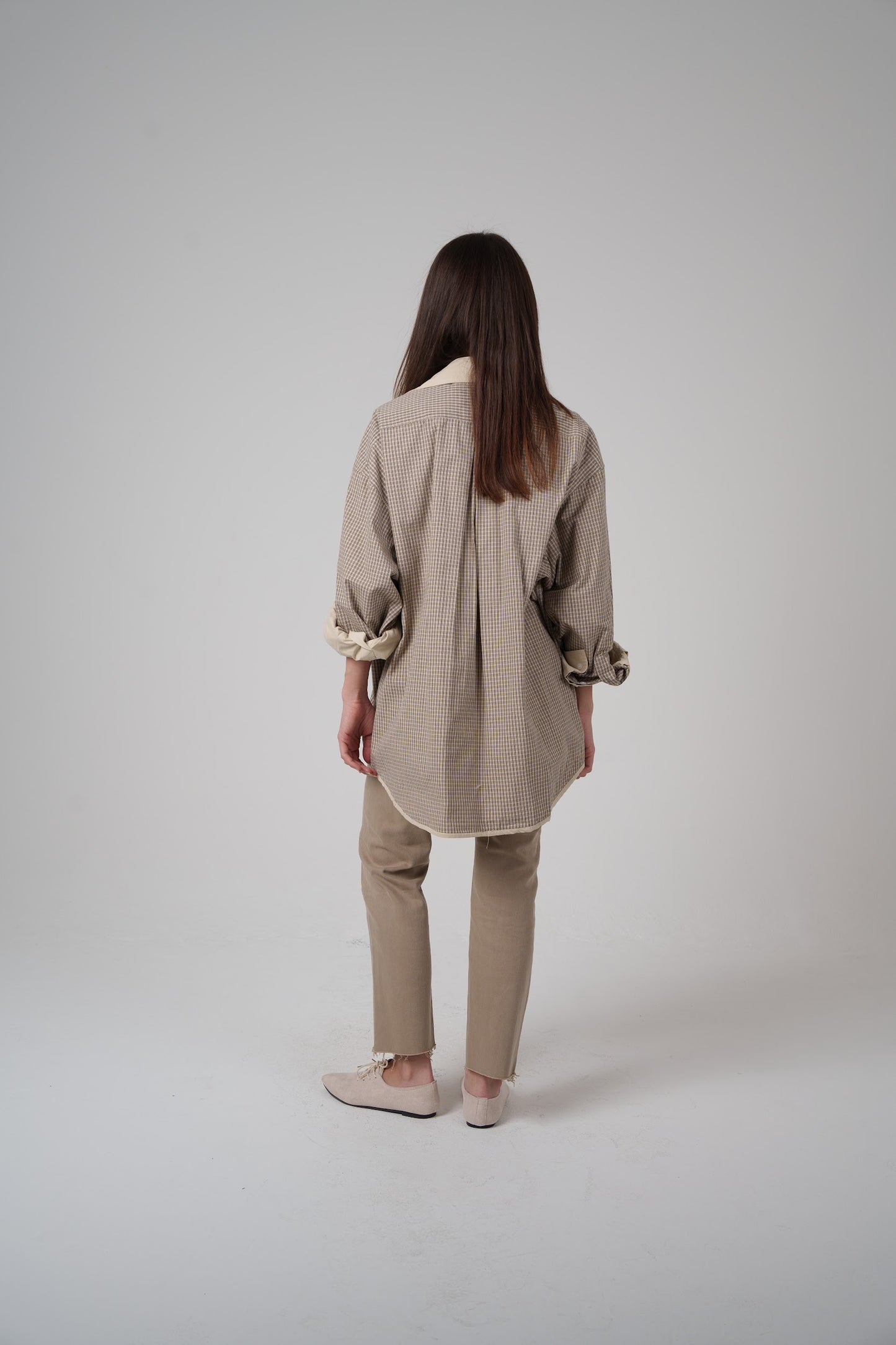 Beige Checked Double Shirt