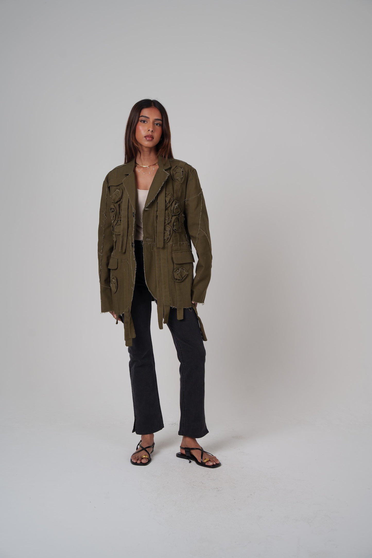 Deconstructed Green Patchwork Blazer