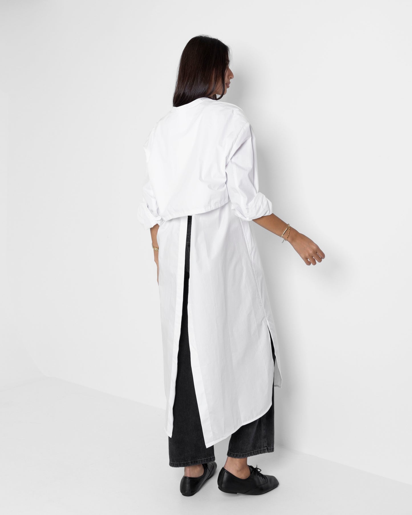 Double Layered Long White Shirt
