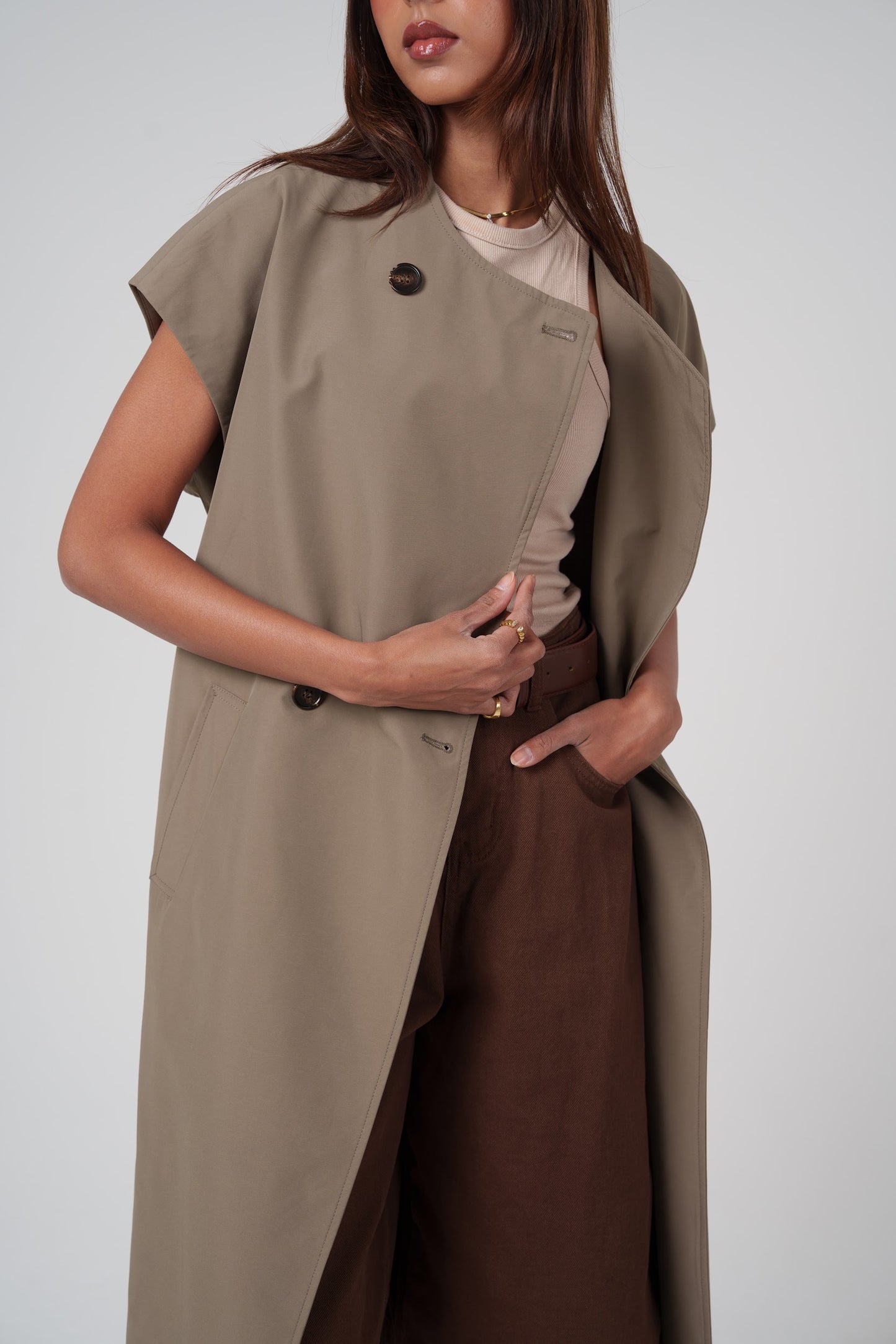 Short Sleeve Khaki Trench