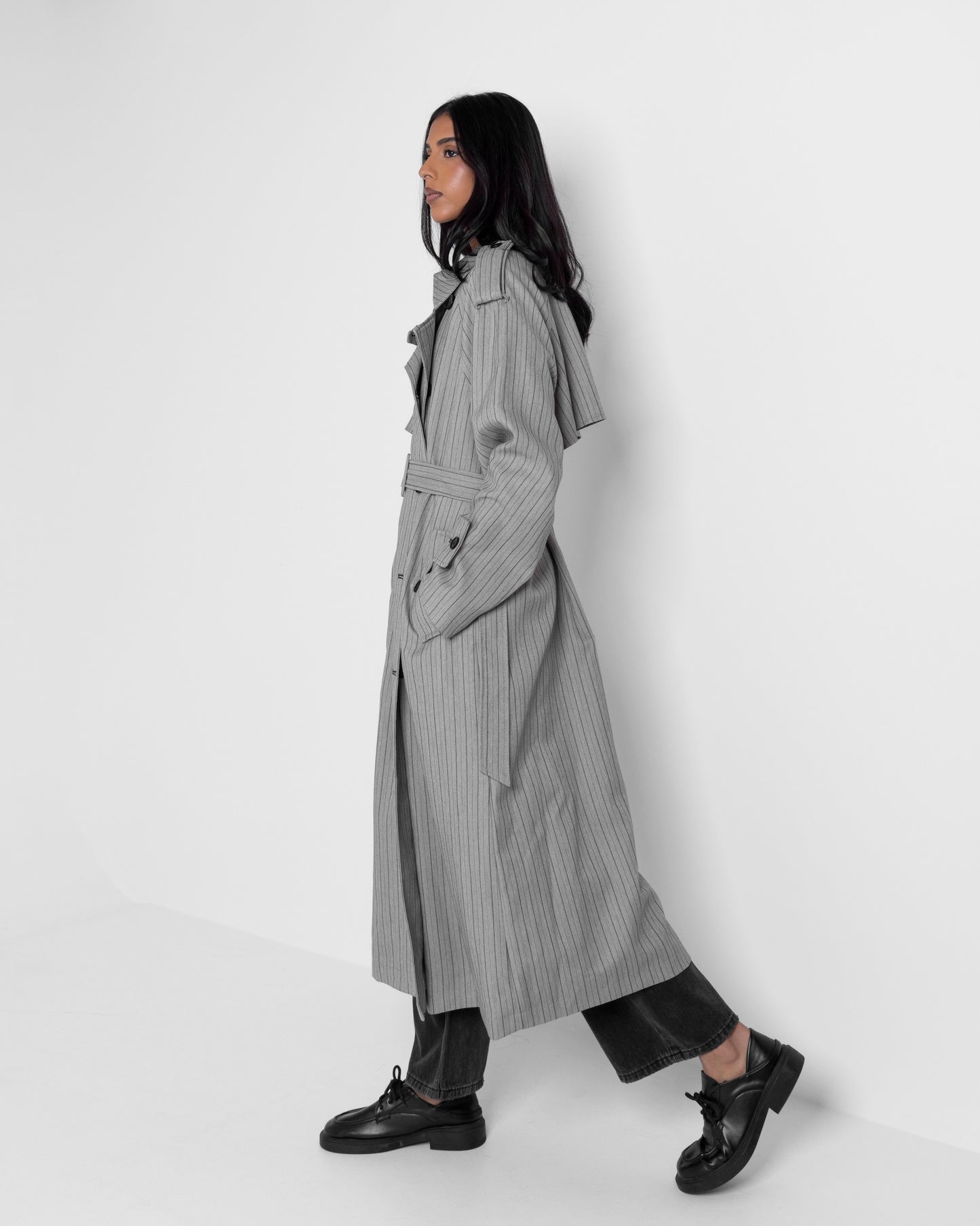 Striped Grey Trench