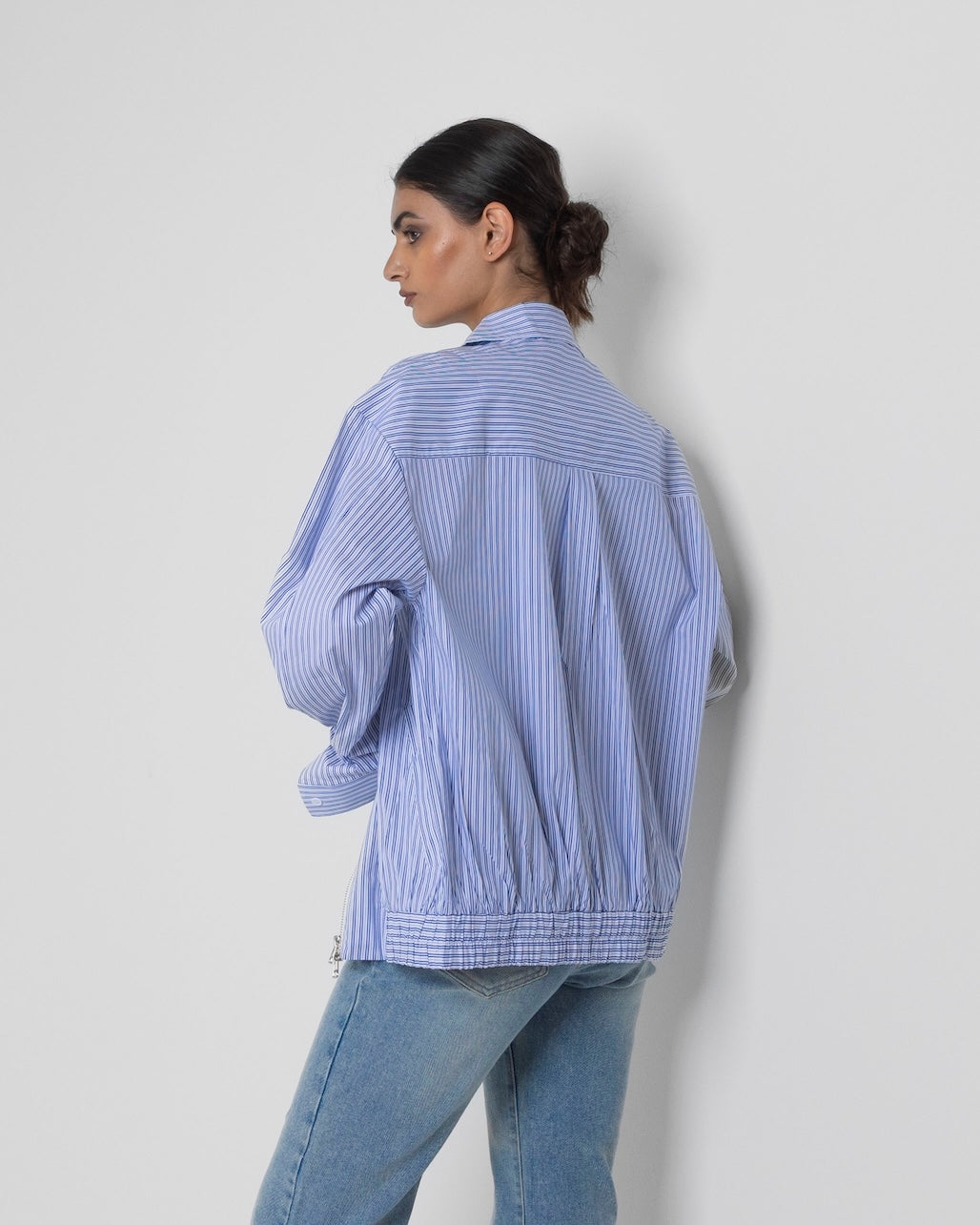 Blue Striped Zipped Shirt