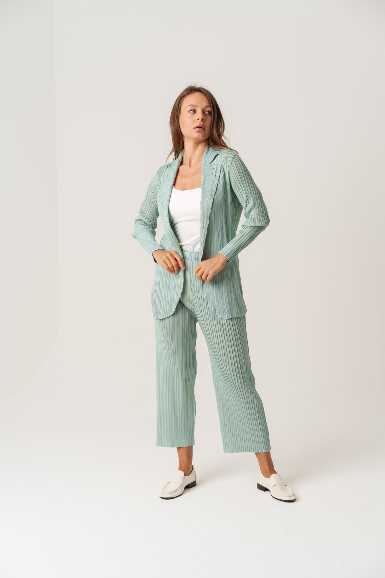 Mint Light Pleated Set