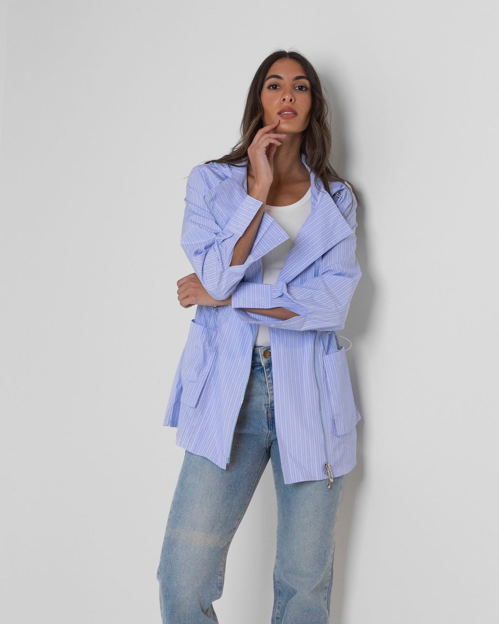 Gartered Blue Striped Jacket