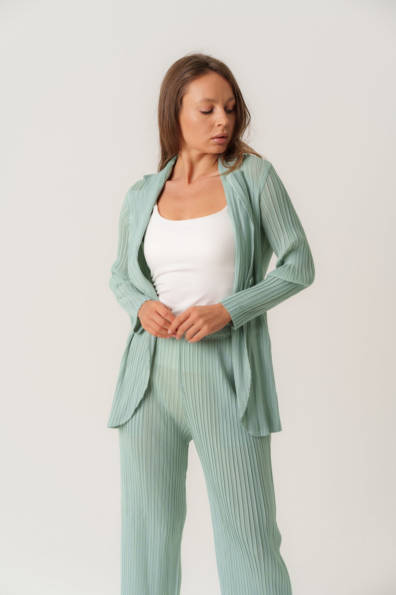 Mint Light Pleated Set