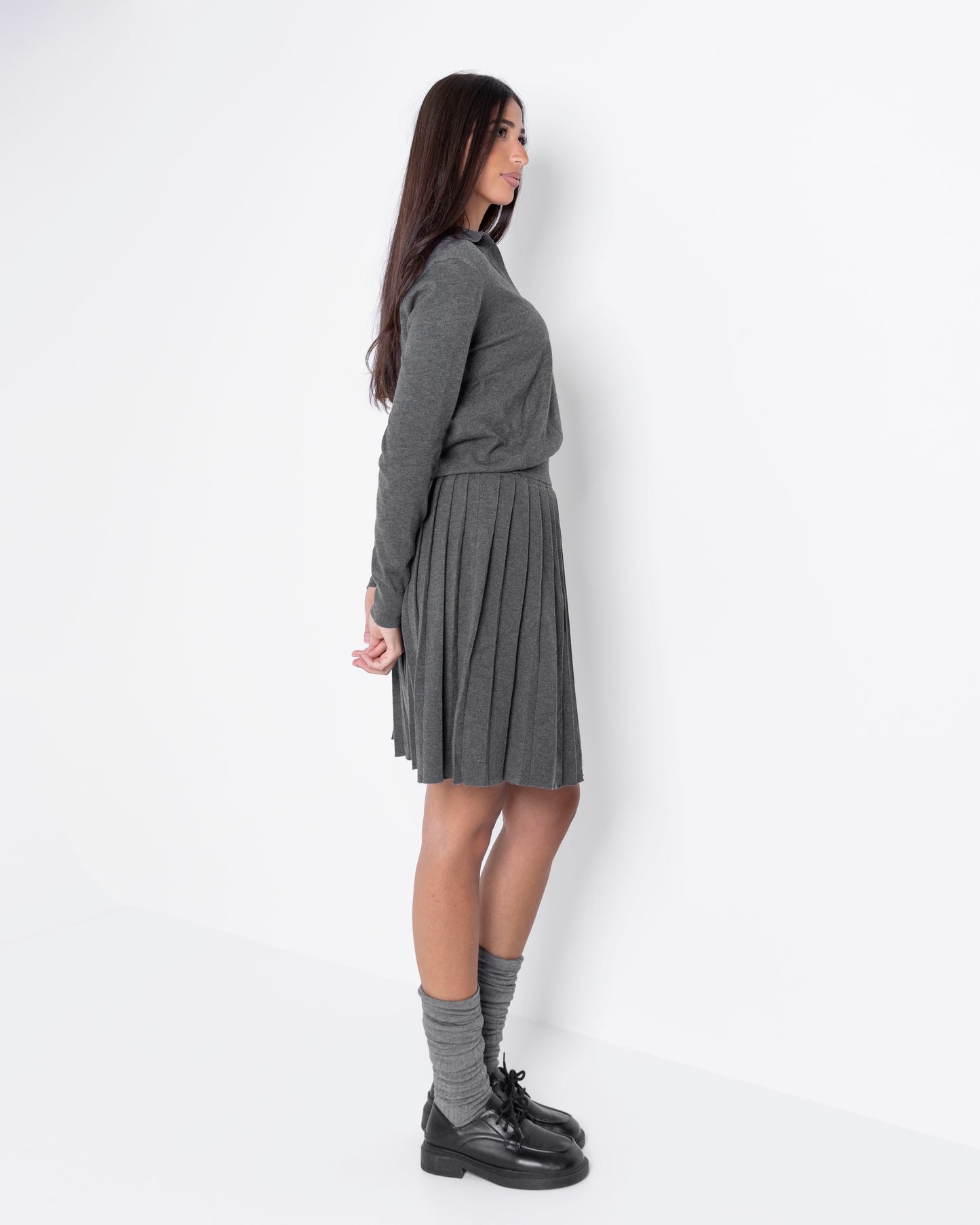 Light Knitted Pleated Skirt Set