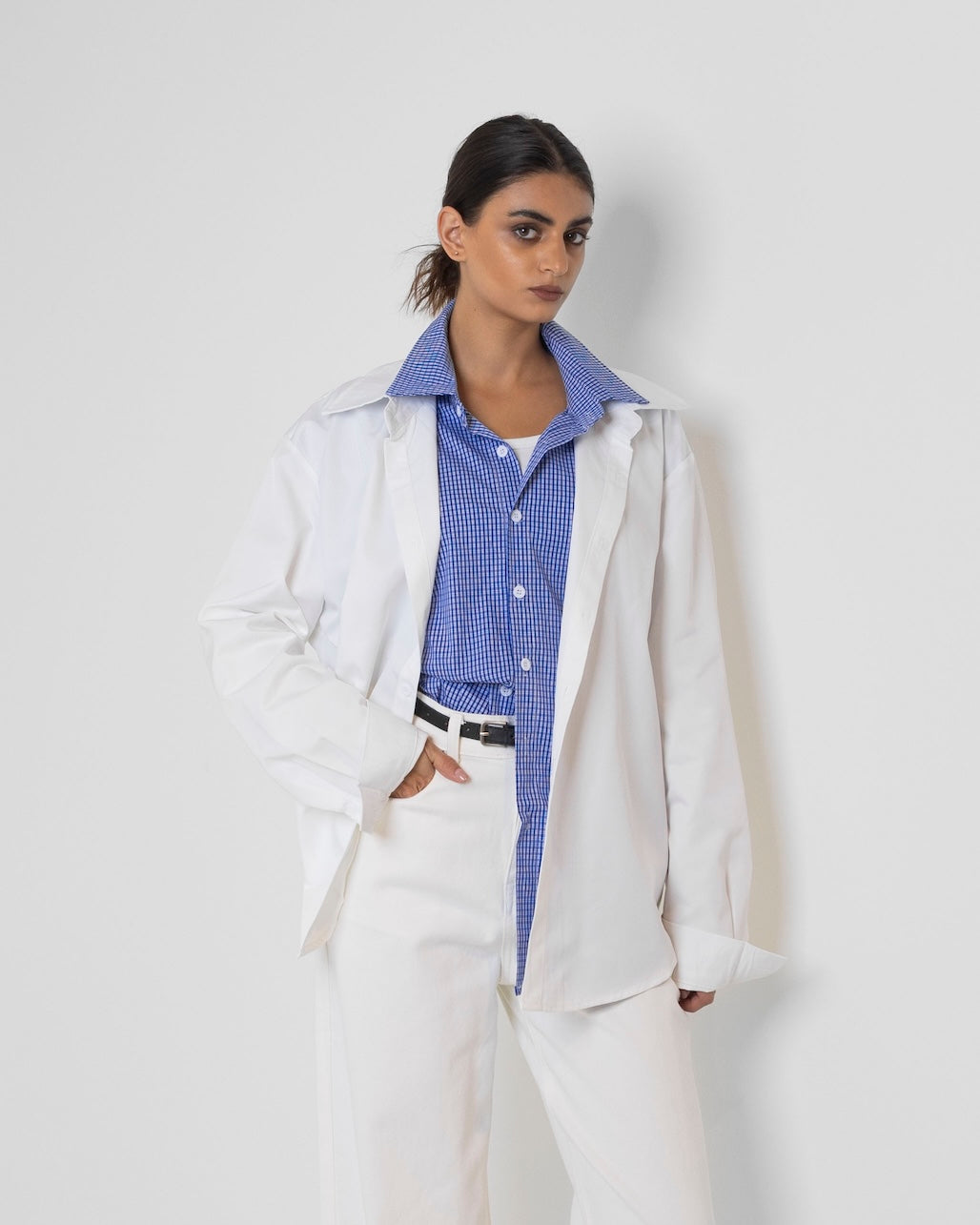 Double Shirt White & Blue Striped