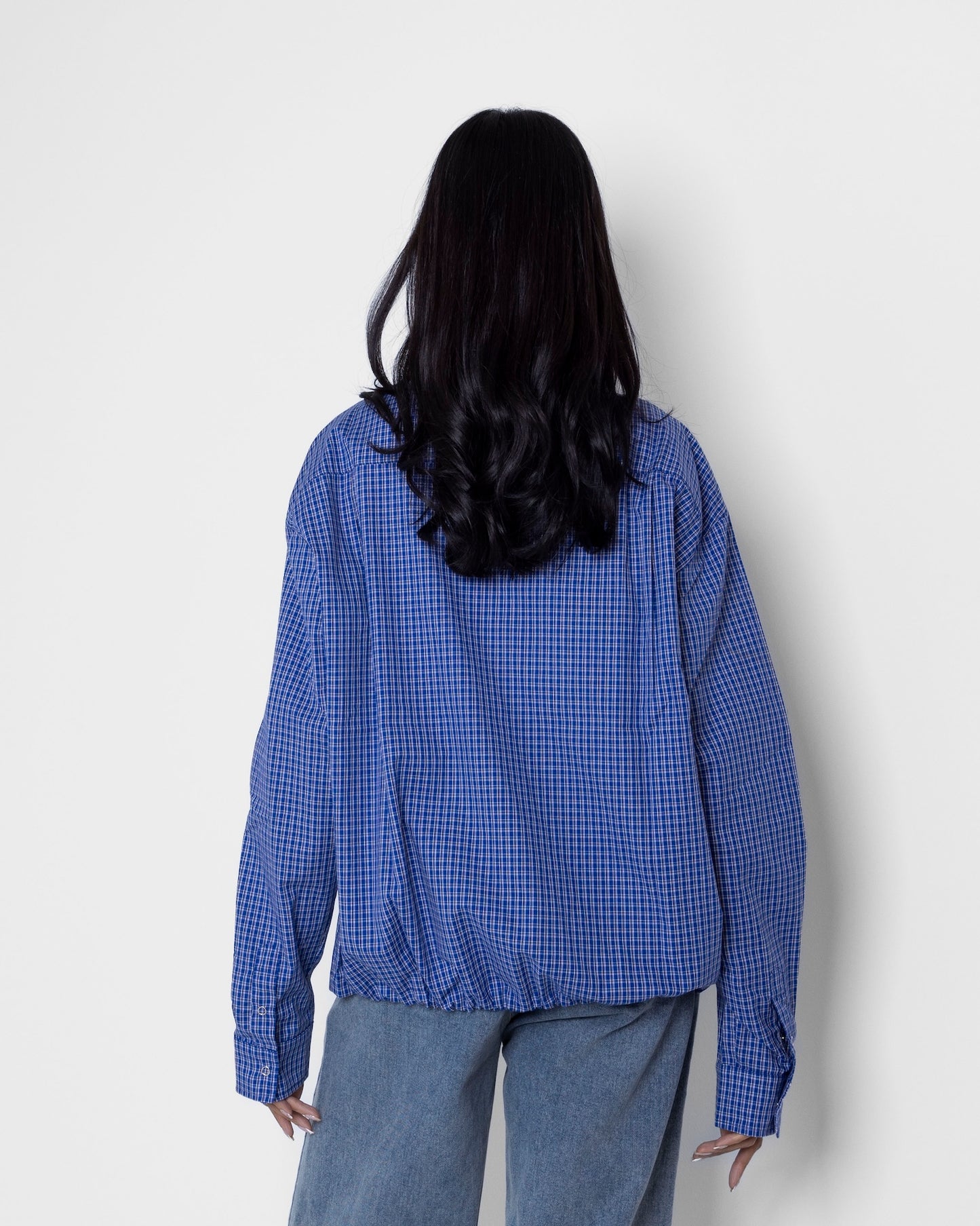 Blue Checked Gartered Shirt