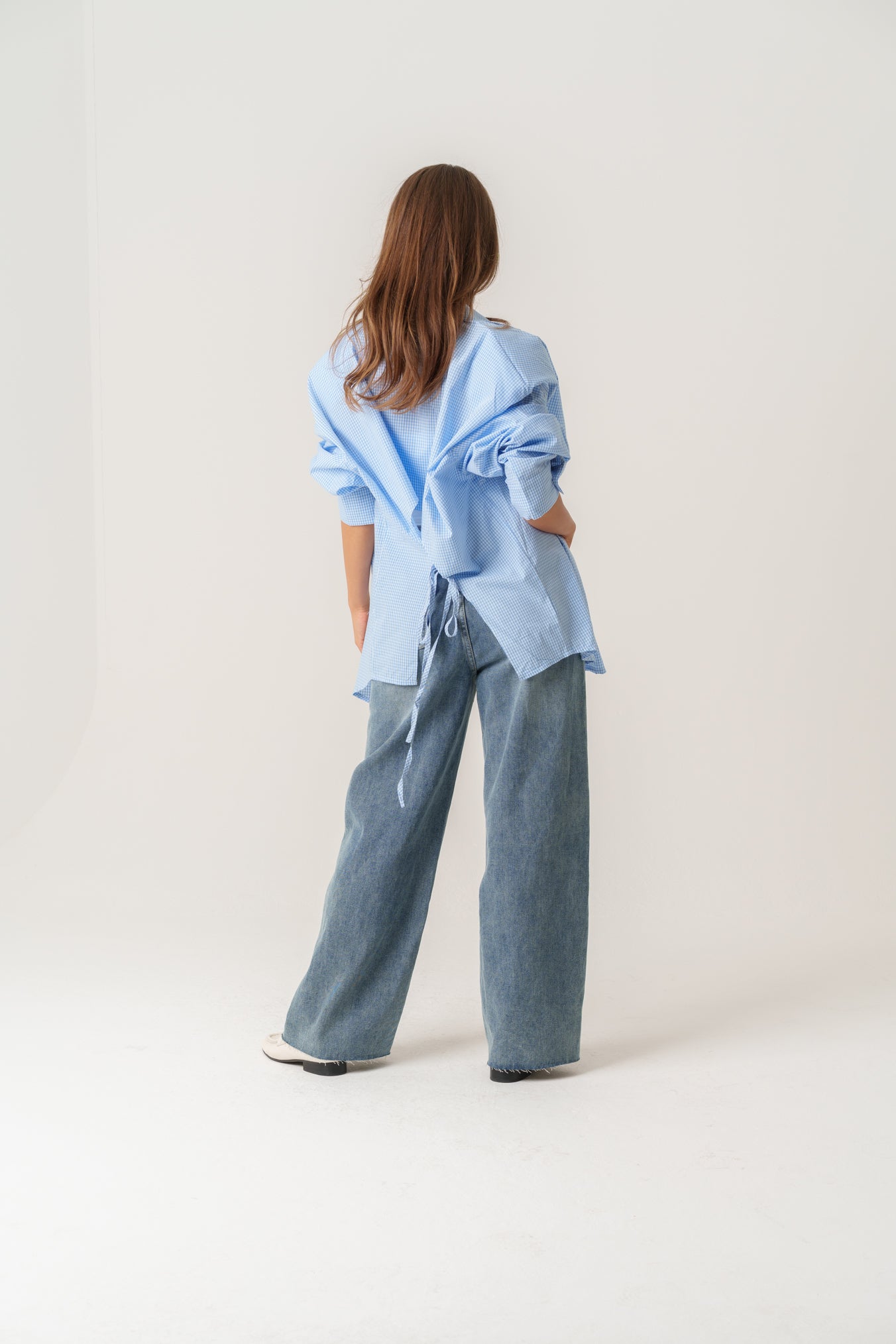 Plaid Padded Shirt with Open Back