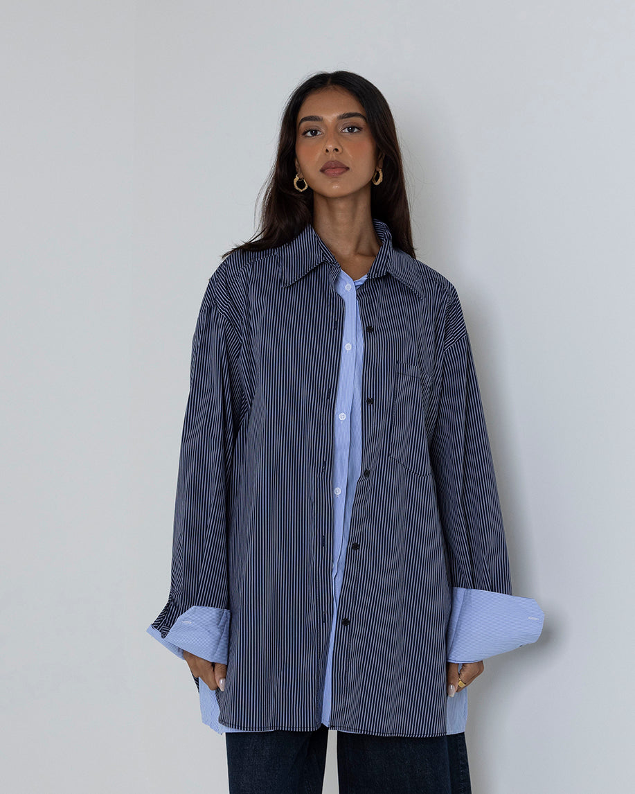 Striped Oversized Double Shirt