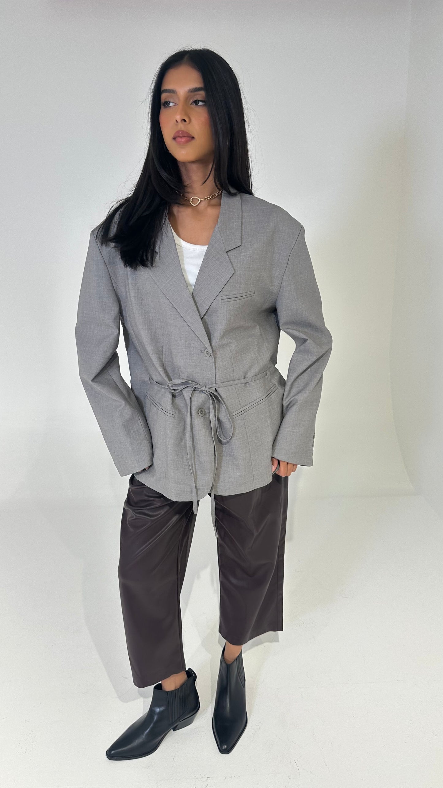 Grey Blazer with Belt