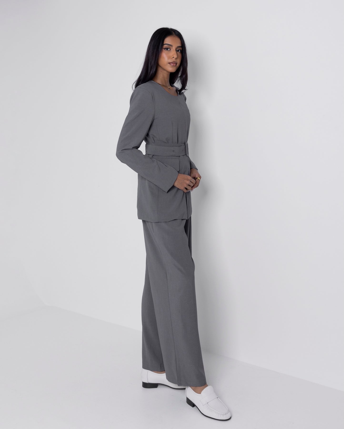 Suit-like Grey Top with Pants (Set)