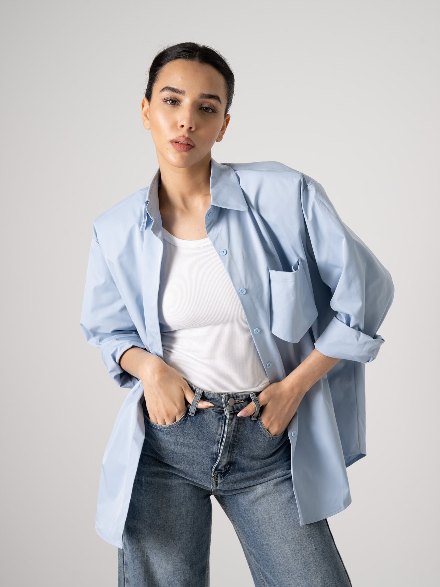 Blue Shirt with Attached Pocket