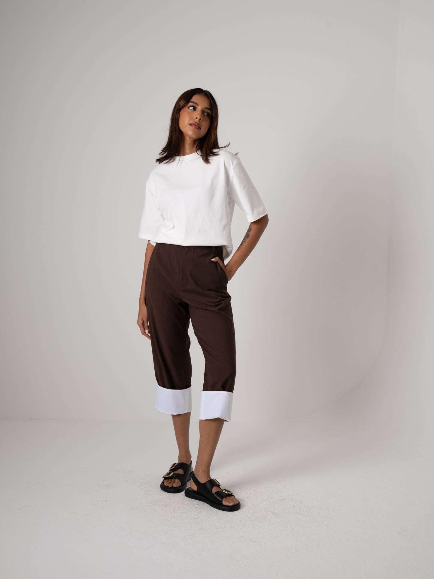 Brown Pants with White Fold