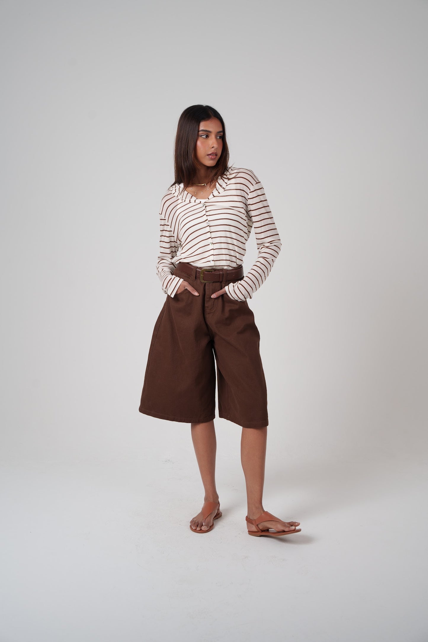 Denim Bermuda with Belt