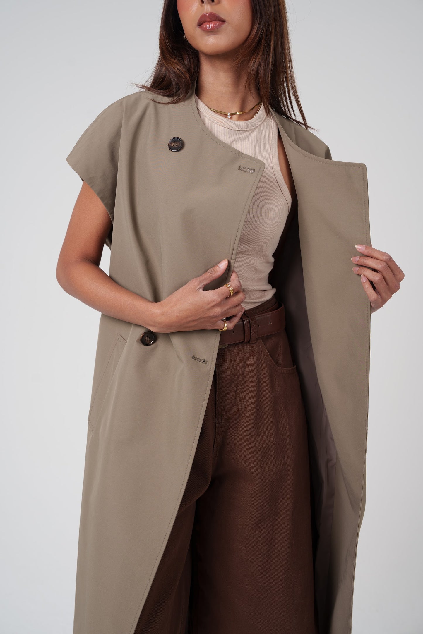 Short Sleeve Khaki Trench