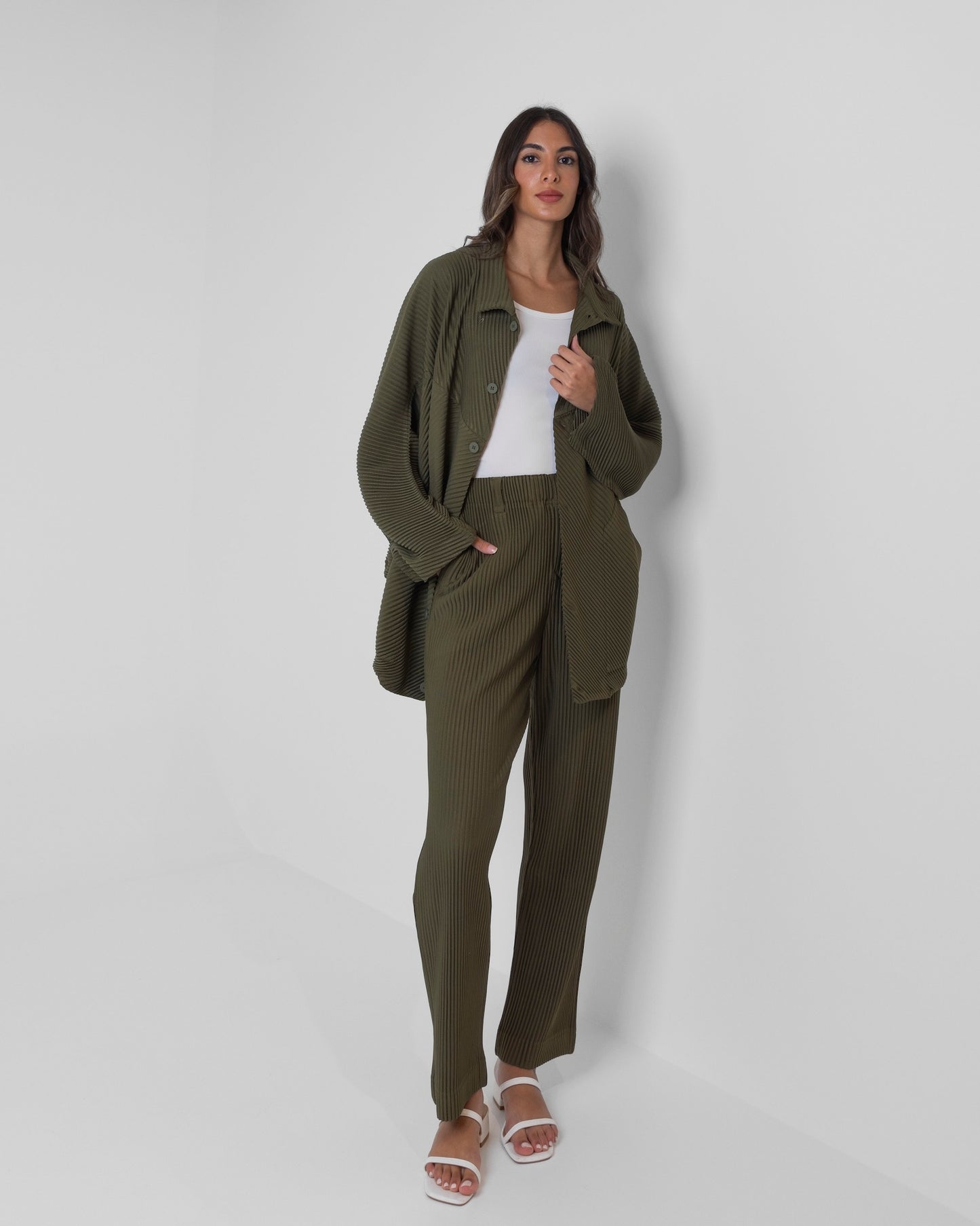 Green Pleated Set