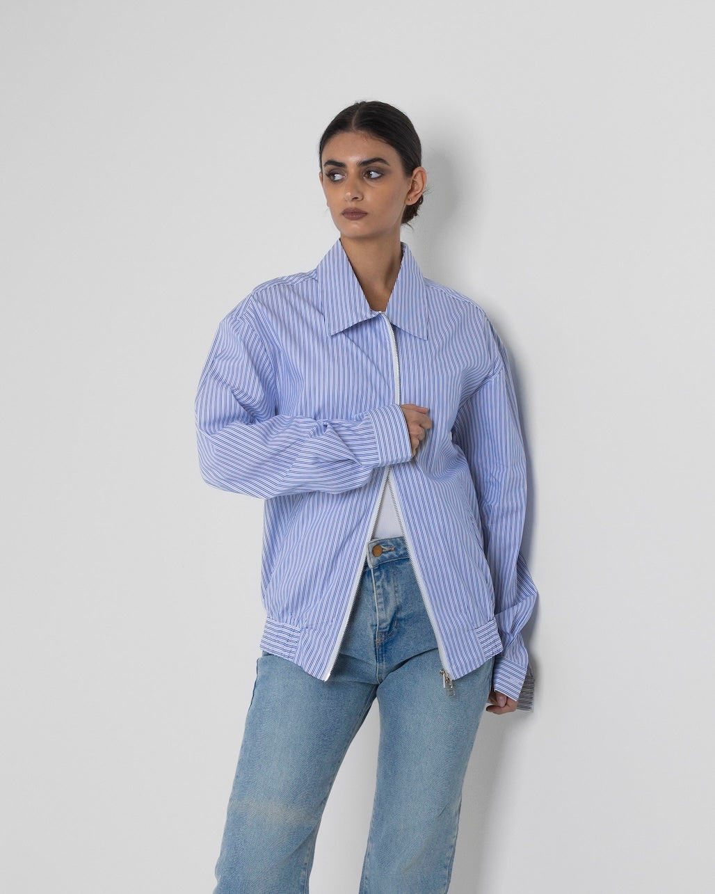 Blue Striped Zipped Shirt