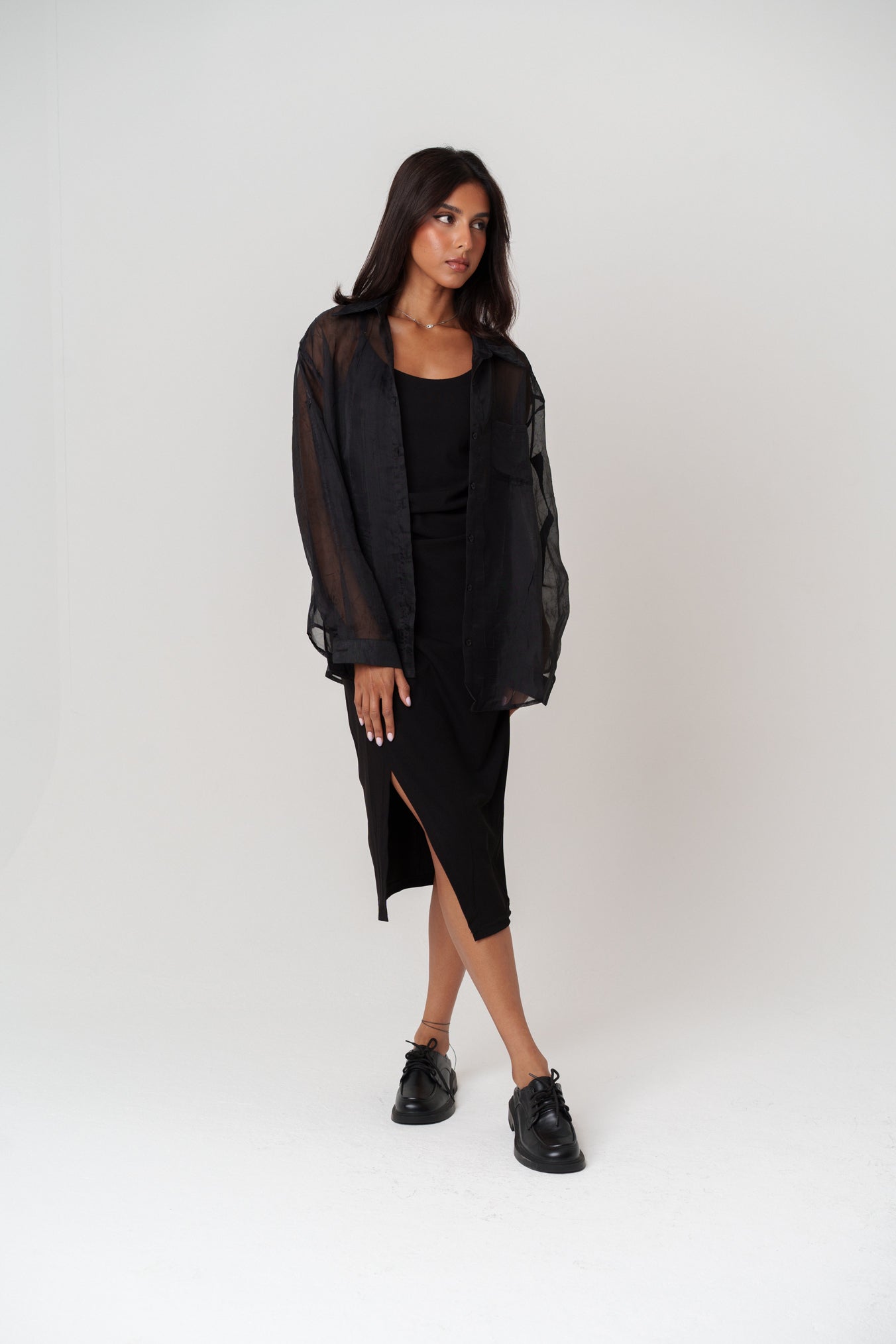 Dress & Sheer Shirt Set